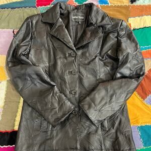 Leather Works Women’s Full Zip Detailed Black Leather Jacket XL
